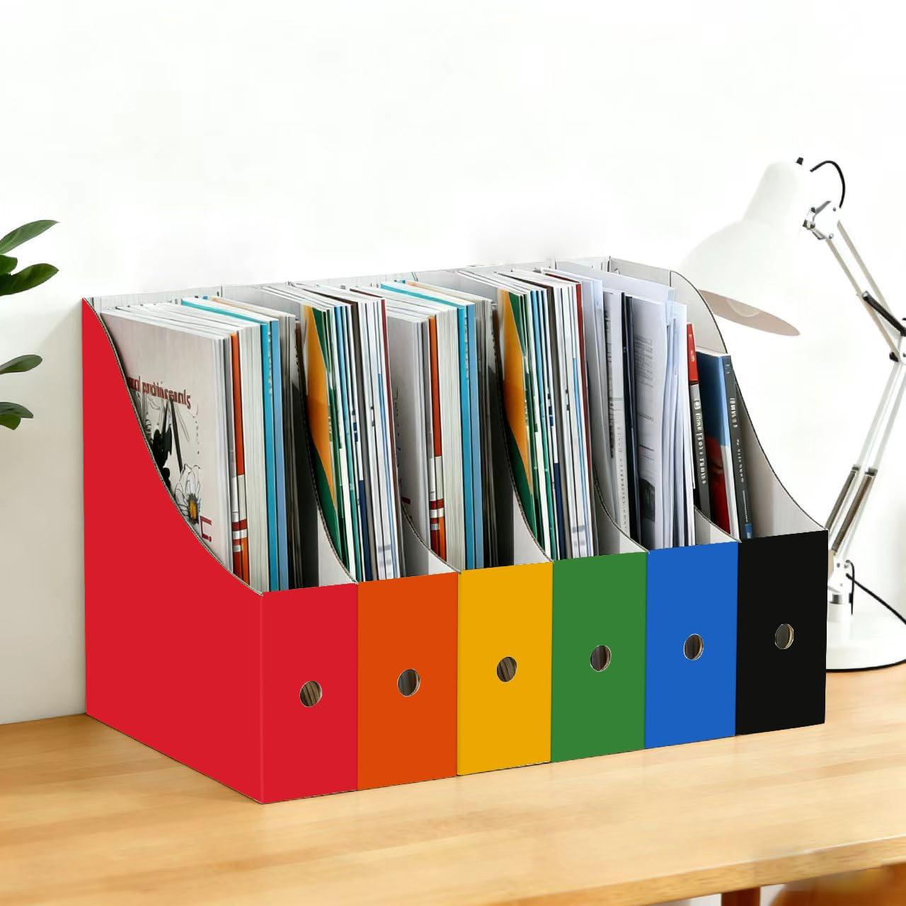 Limitliho 24 Pack Six color Cardboard Magazine Holder for Desk or Shelves