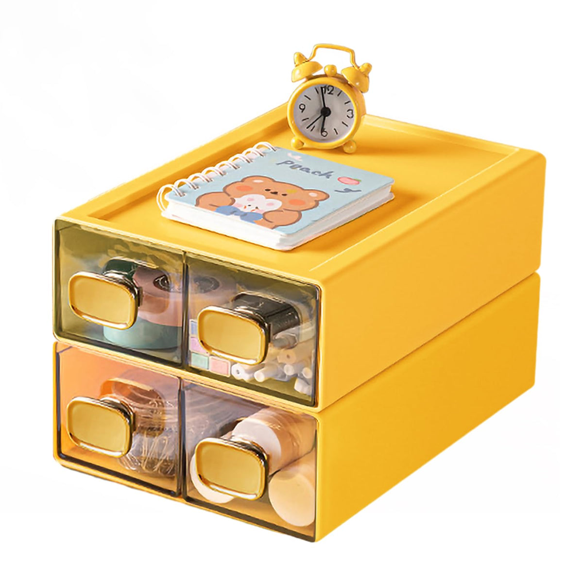 DETEIN 2PACK Stackable Desk Organizer Drawer 6.5"x9"x3" Desk Storage Drawer for Office Clear