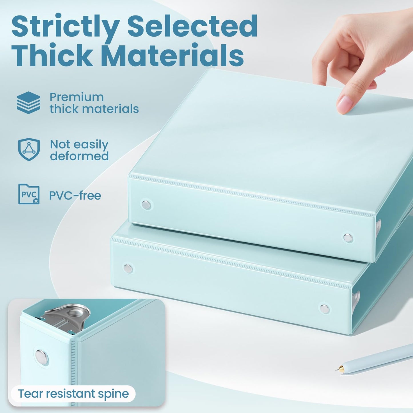 SUNEE 1.5 Inch Binders 3 Ring 4 Pack, Clear View 1 1/2 Inch Binders Three Ring PVC-Free (Fit 8.5x11