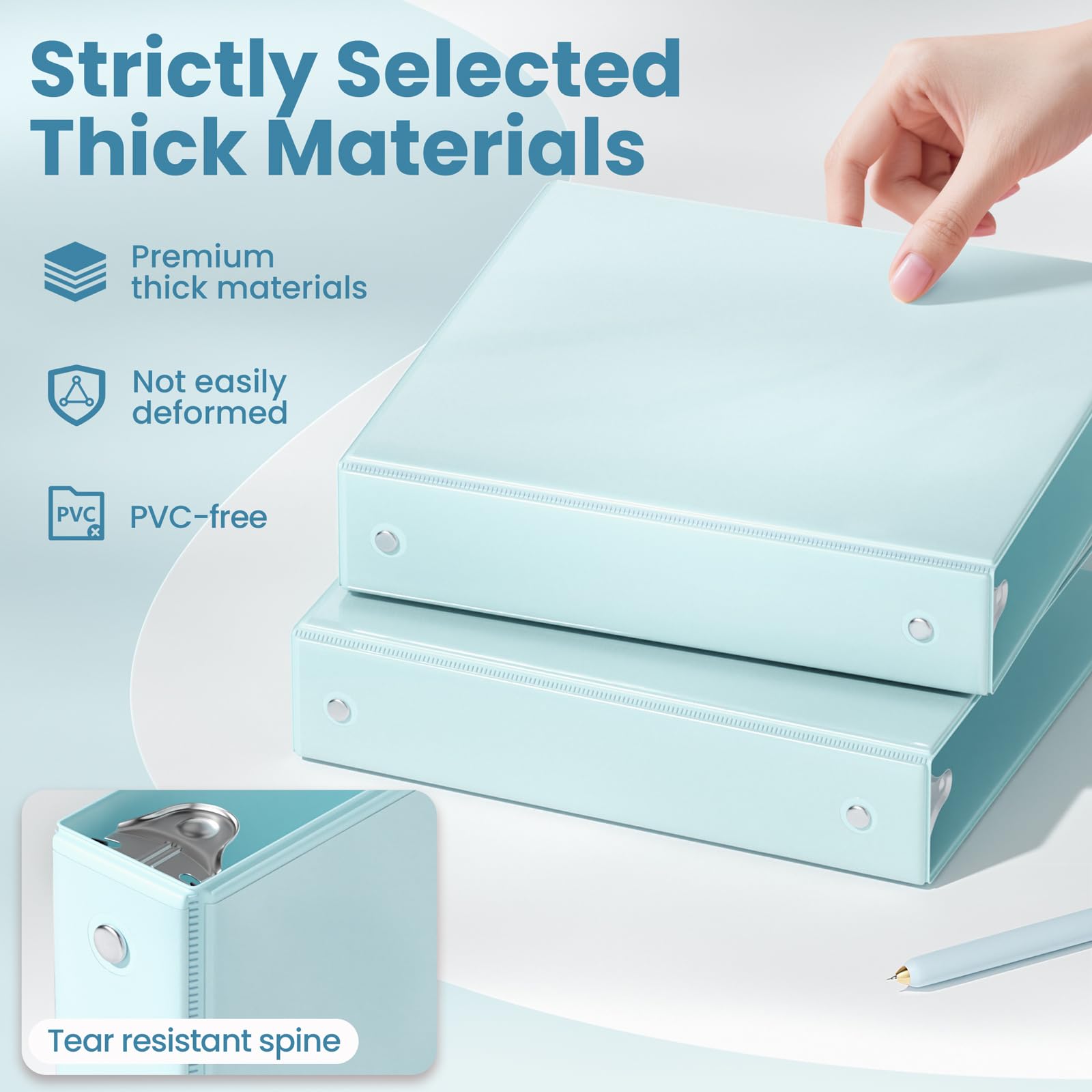 SUNEE 1.5 Inch Binders 3 Ring 4 Pack, Clear View 1 1/2 Inch Binders Three Ring PVC-Free (Fit 8.5x11