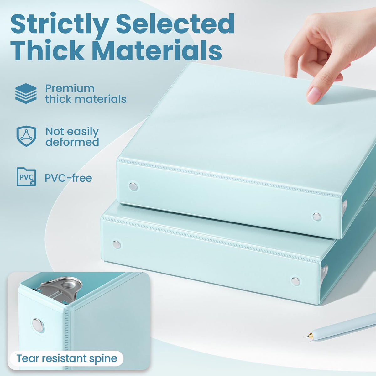 SUNEE 3 Ring Binder 1.5 Inch 2 Pack, Clear View Binder Three Ring PVC-Free (Fit 8.5x11 Inches) for