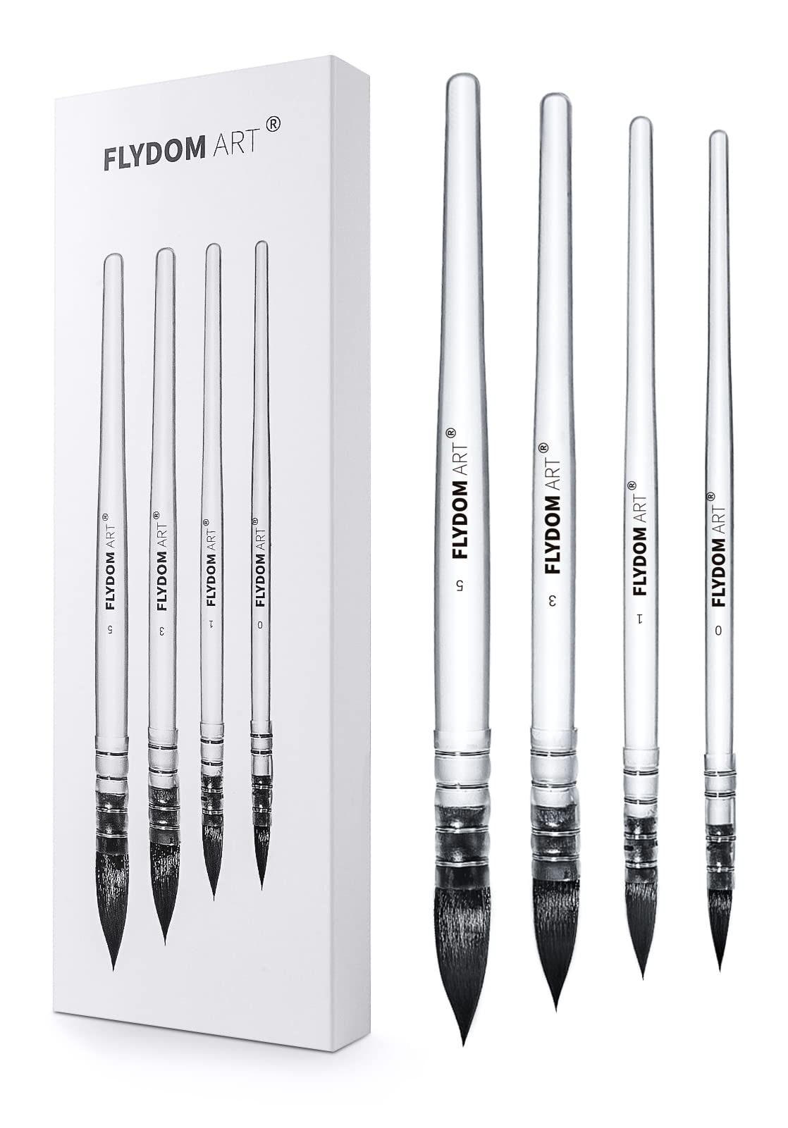 FLYDOM ART Watercolor Paint Mop Brushes Set, Mop Paint Brushes,Soft Synthetic Squirrel Hair