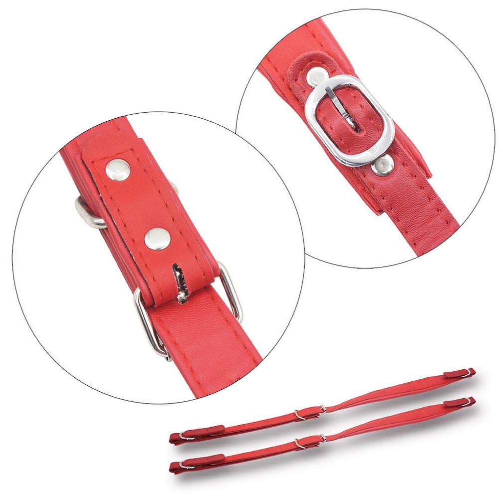 BIBISTORE Soft Leather Adjustable Accordion Shoulder Harness Straps Instrument Accessories (Red)