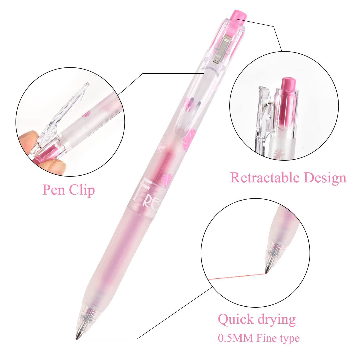 Glitter Gel Pens, 16 Colors Retractable Sparkly Pens, 0.7mm Fine Tip