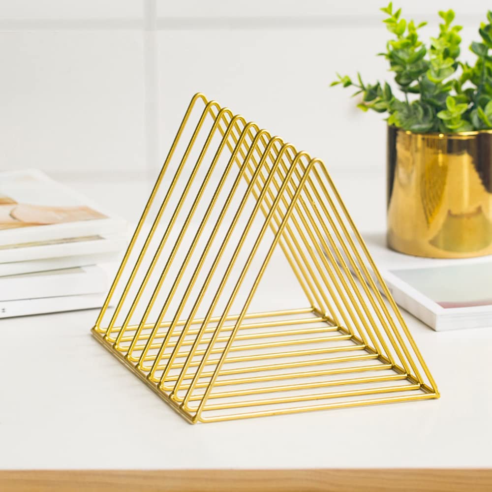 Sooyee 9 Slot Gold Magazine Holder, Desktop File Sorter Organizer