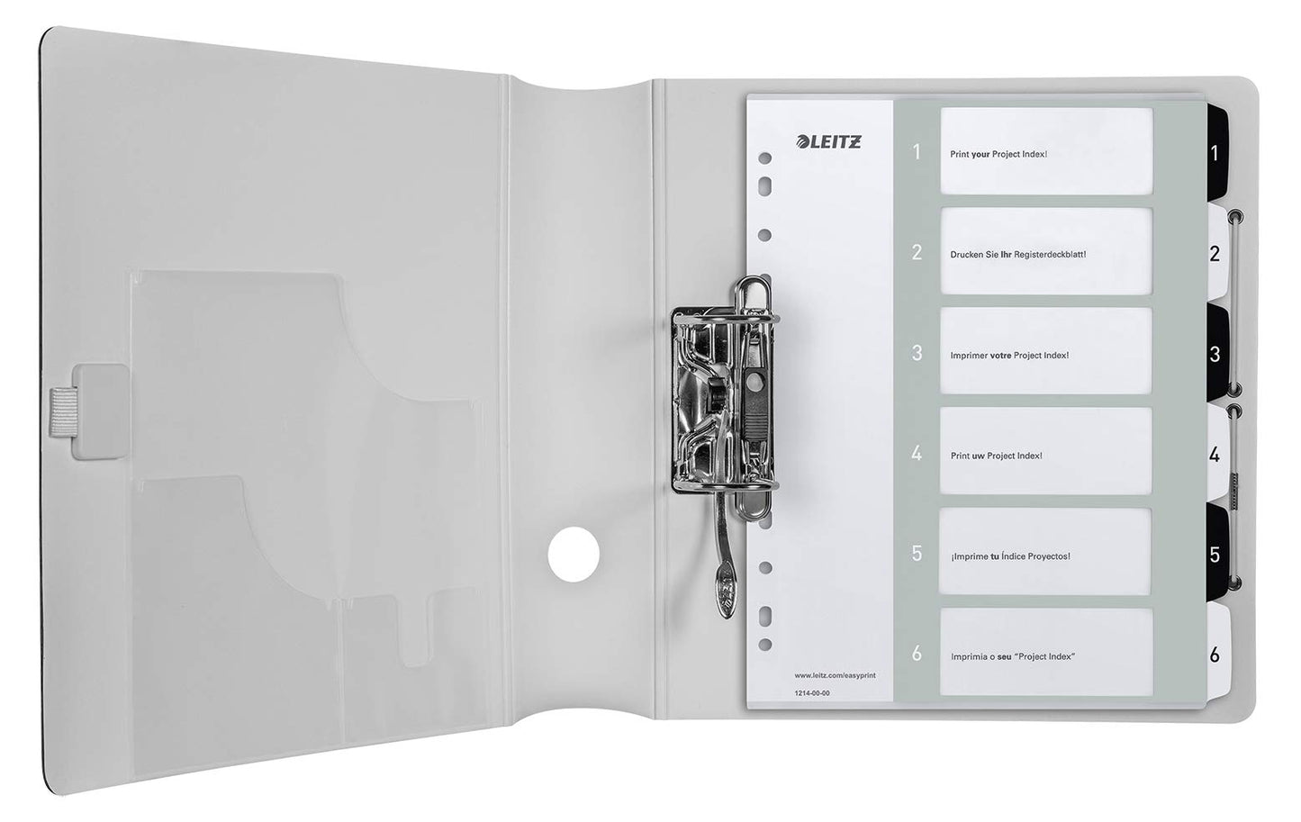 Leitz Wow Printable Index, Extra-Wide, 1-6 Numbered Tabs, PP, A4, White/Black