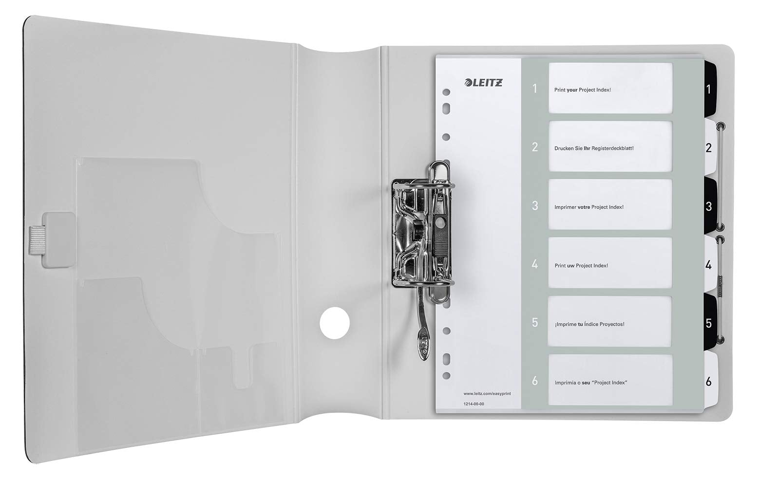 Leitz Wow Printable Index, Extra-Wide, 1-6 Numbered Tabs, PP, A4, White/Black
