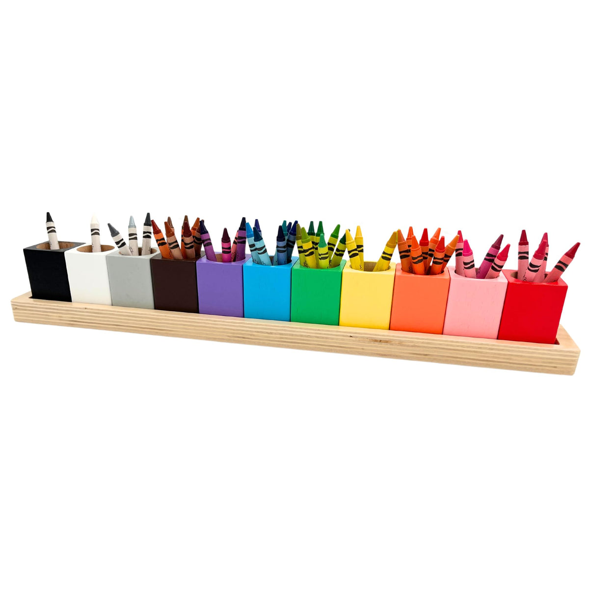 OKKOSTAR Wooden Crayon & Colored Pencil Holder, 11 Cups, Classroom (Large)