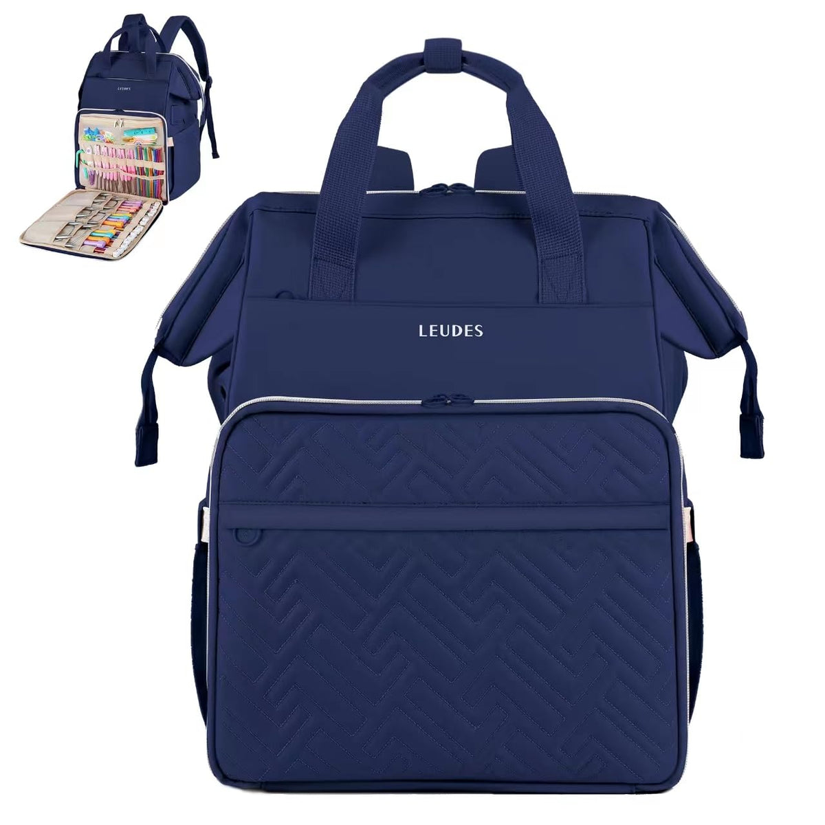 Leudes Crochet Bag Backpack for Yarn Storage Tote Travel Large Knitting Bag