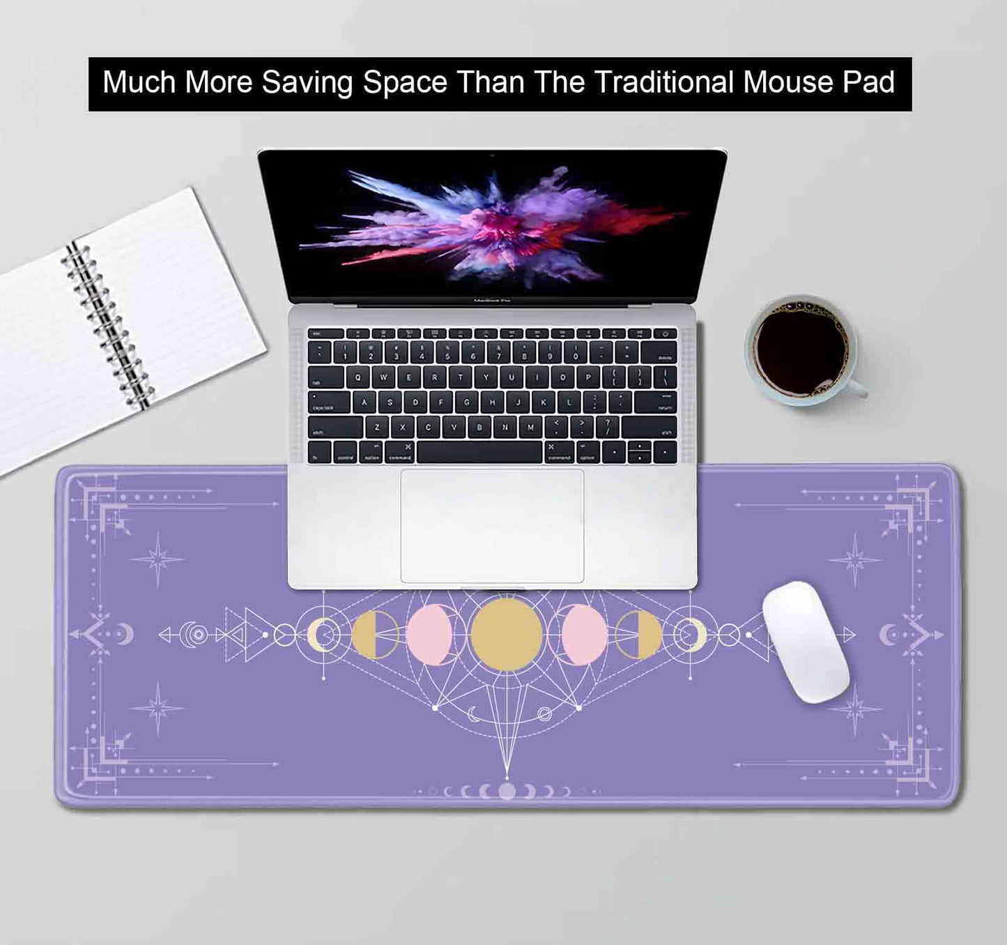 SXCKANG Pastel Purple Moon Phase Desk Mat Cute, Goth Witchy Celestial Large Gaming Mouse Pad
