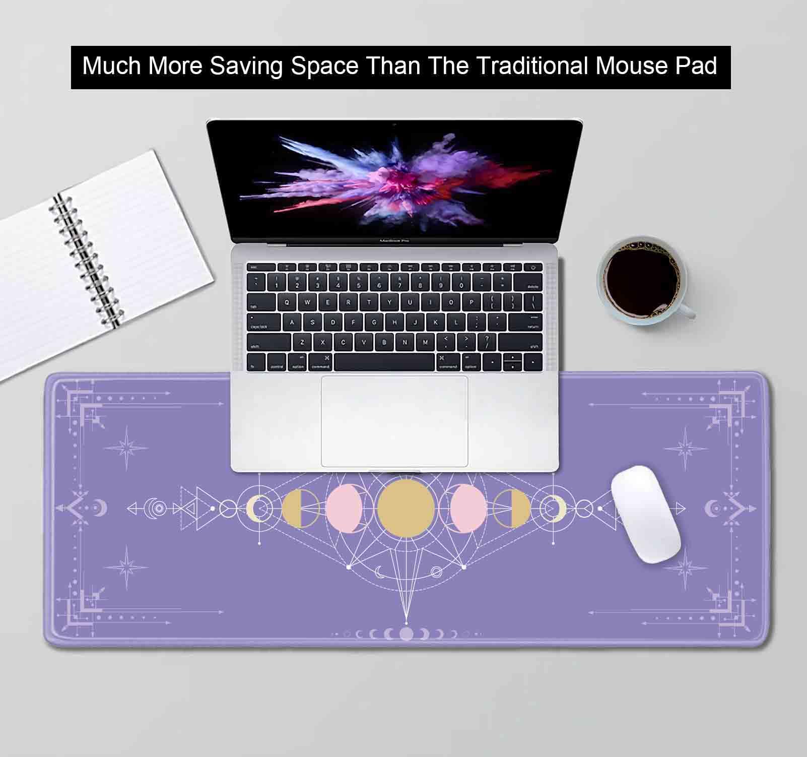 SXCKANG Pastel Purple Moon Phase Desk Mat Cute, Goth Witchy Celestial Large Gaming Mouse Pad
