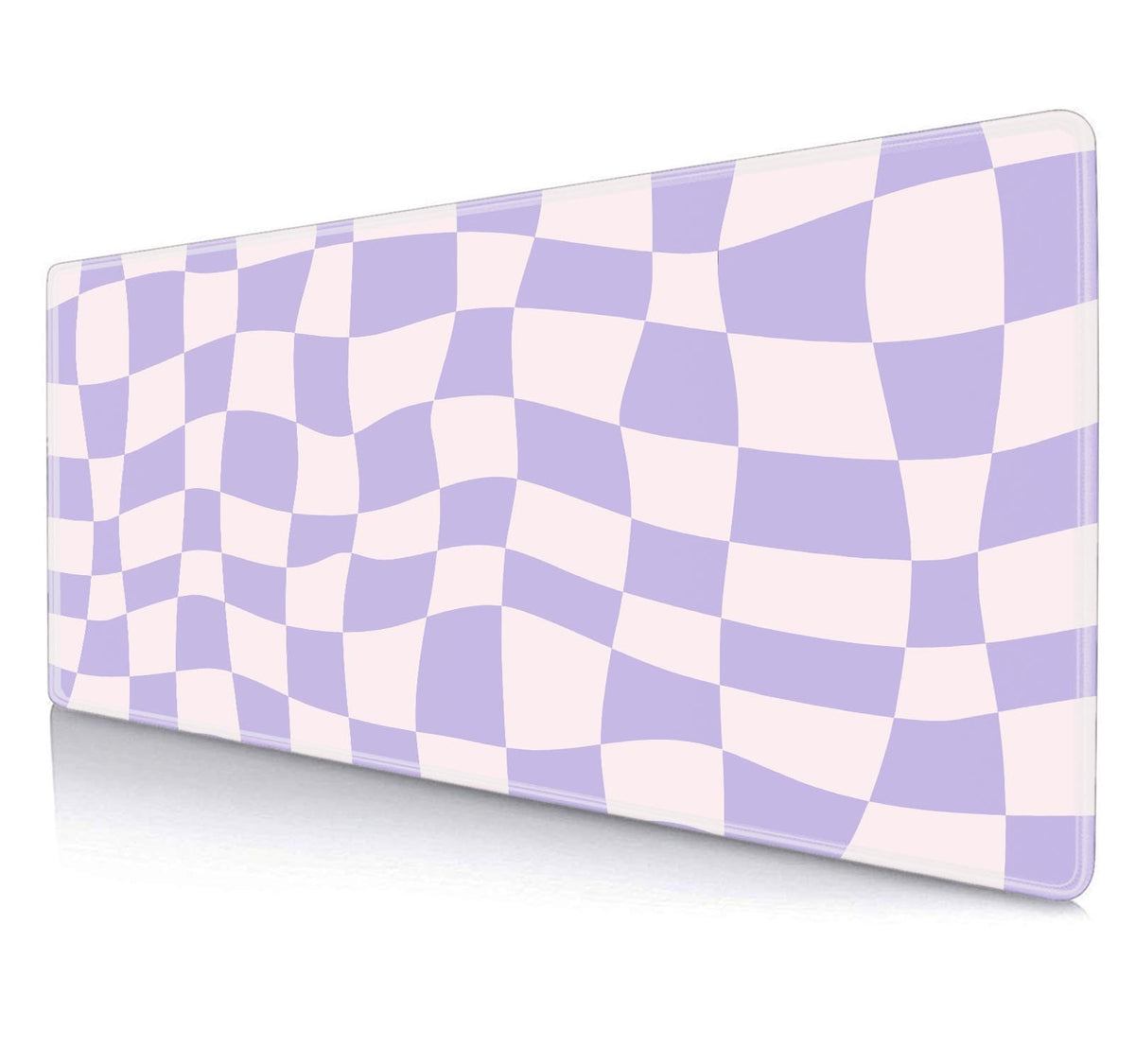 Pastel Purple Desk mat, Checkered Pattern Large Mouse Pad, Protector Pad Writing Mat for Work Home