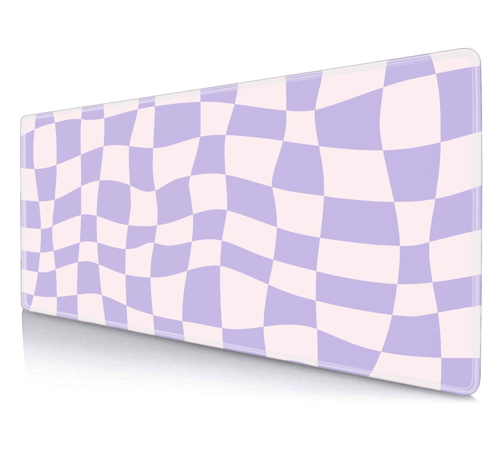 Pastel Purple Desk mat, Checkered Pattern Large Mouse Pad, Protector Pad Writing Mat for Work Home