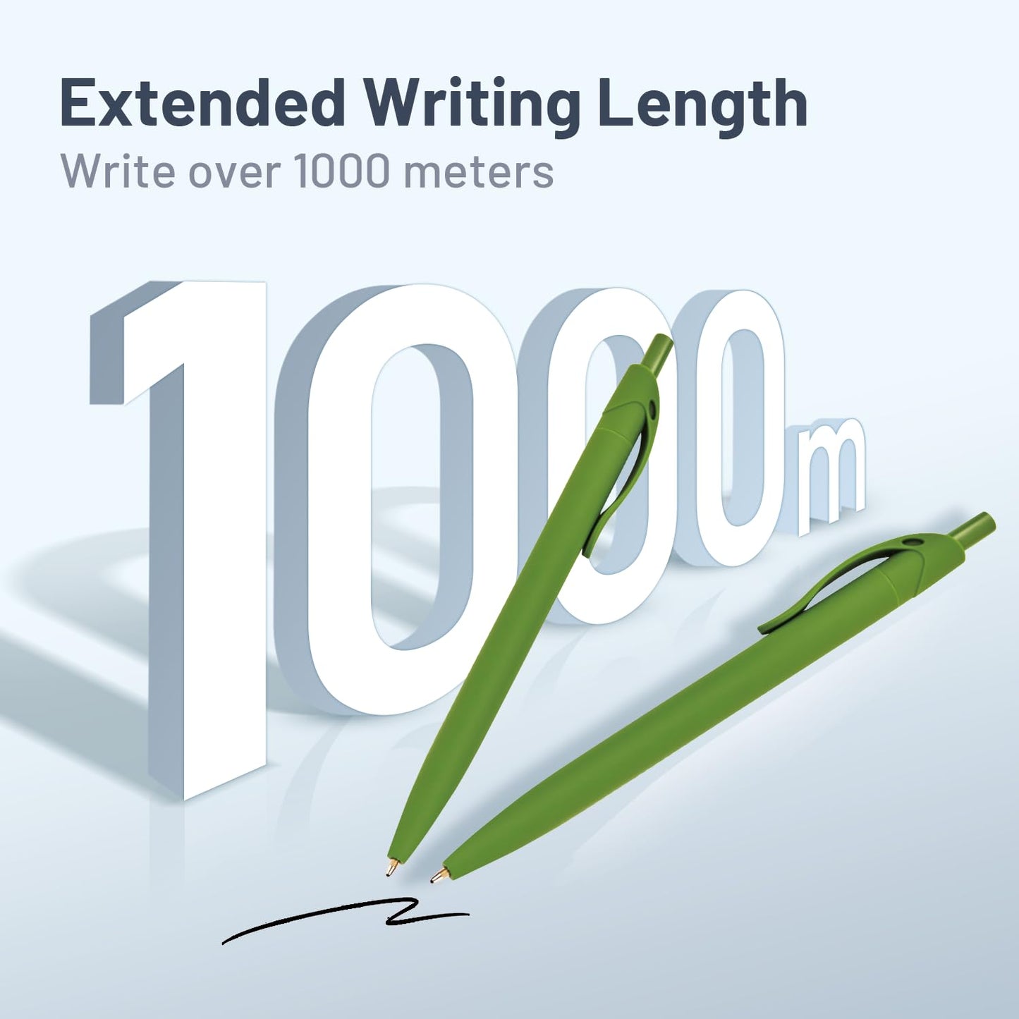 Wiaziert BallPoint Pens, 50 Pack (BLACK Ink),Bulk Pens, Green Barrel,Click Pens for Office Home and