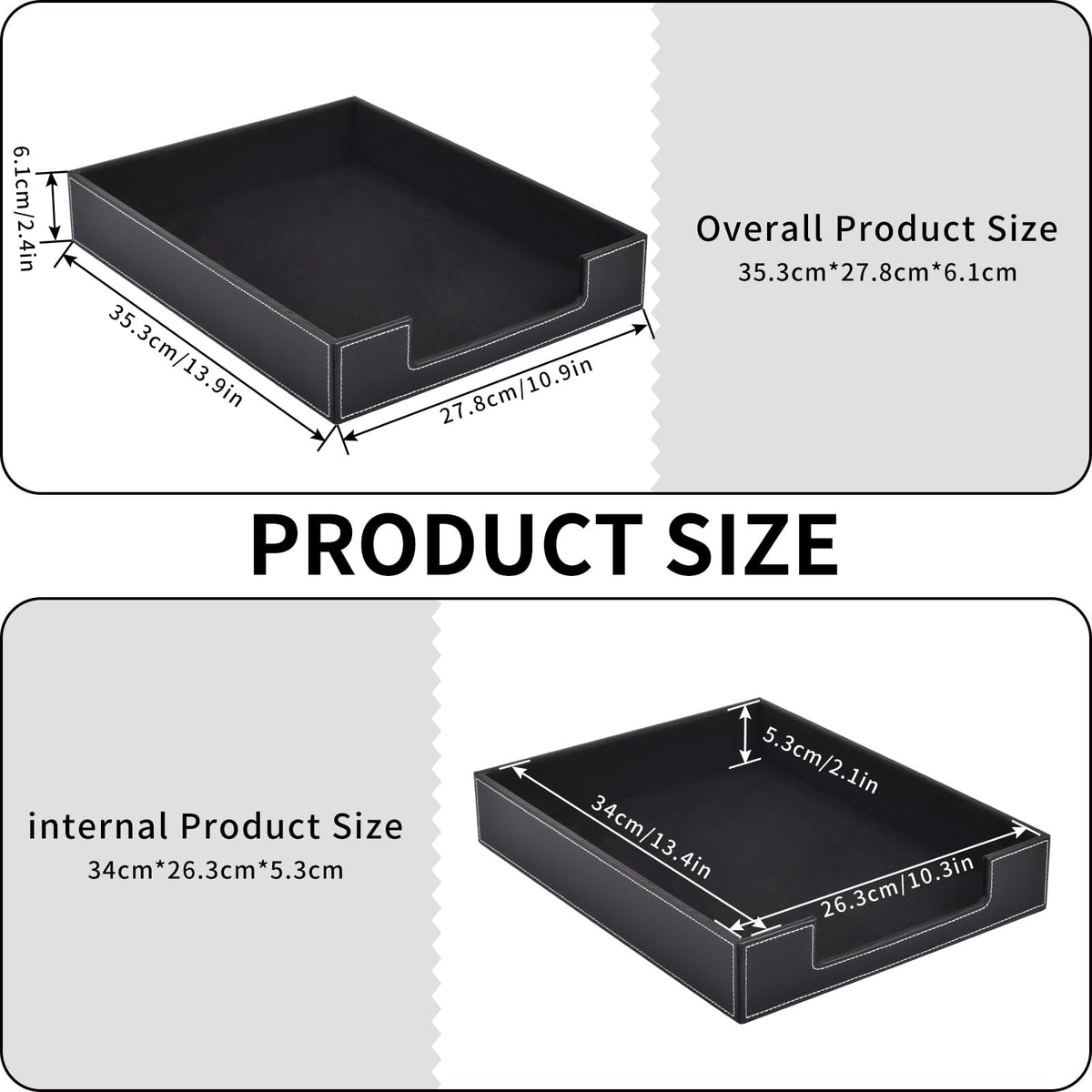 Leather Letter Tray, Office Supplies Desk Organizer for Mail Paper Files Magazines Jewelry