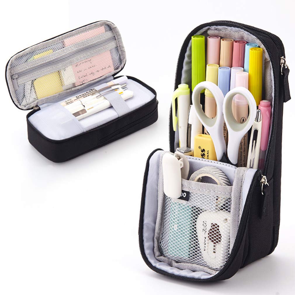 iSuperb Standing Pencil Case 2 Compartments Pencil Pouch Magnetic Mobile Phone Holder Bracket Pen