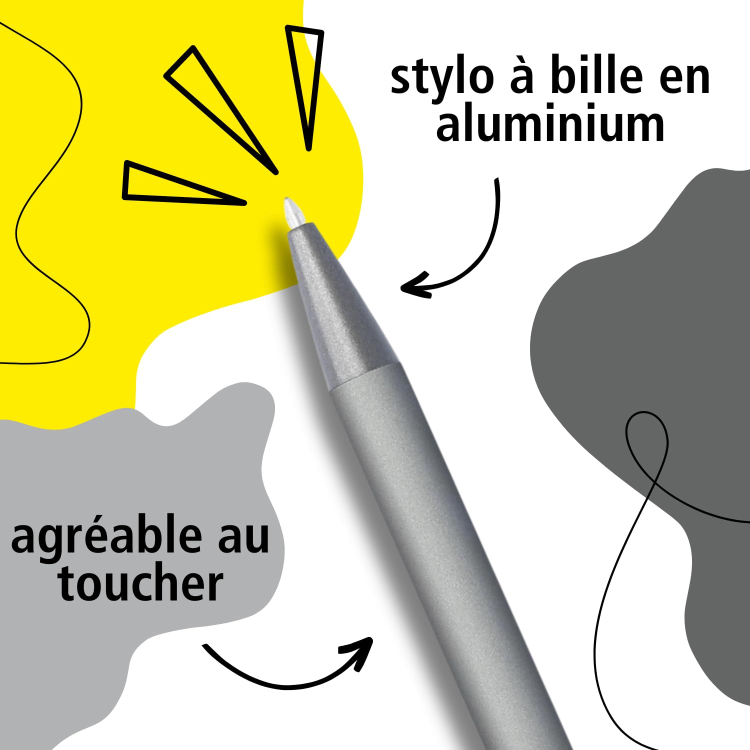 Online Soft Metal ballpoint pen, Pure Grey, retractable ball pen, aluminum, replaceable refill