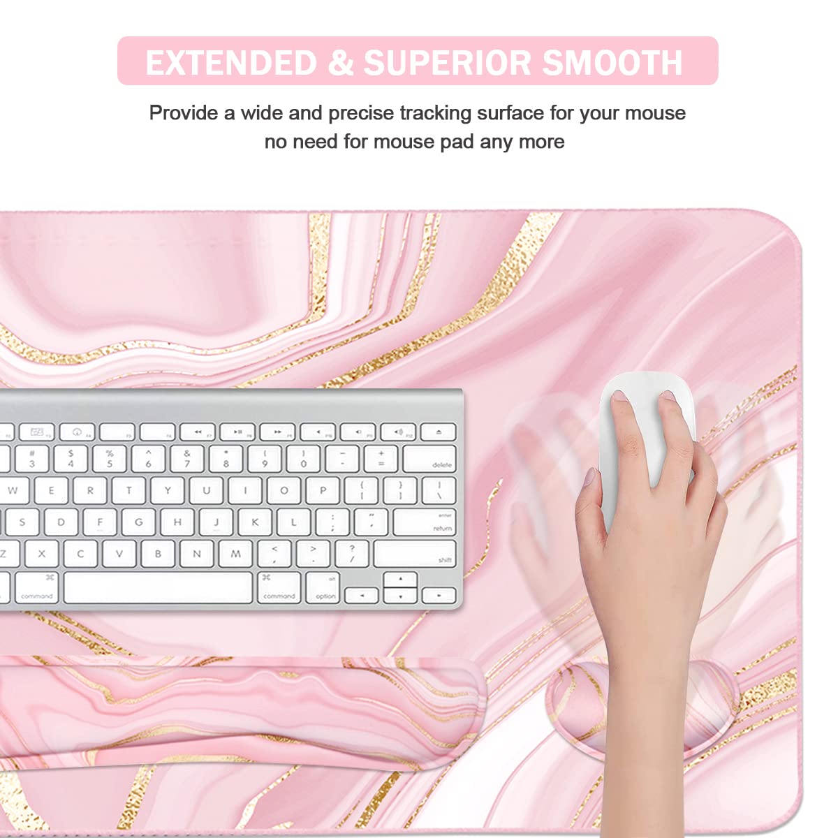 Keyboard Mouse Pad Set, Extended Mouse Pad+Keyboard Wrist Rest Support, Memory Foam Ergonomic Easy