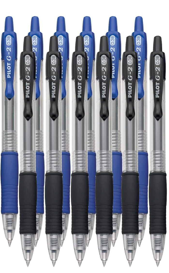 Advantage Gifts G2 Retractable Premium Gel Ink Roller Ball Pens Ultra Fine Point (.38mm) Black/Blue