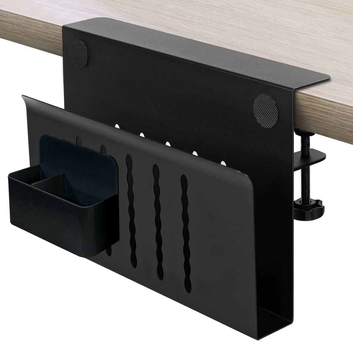 Desk Side Storage Organizer, Under Desk Laptop Holder with Magnetic Slot
