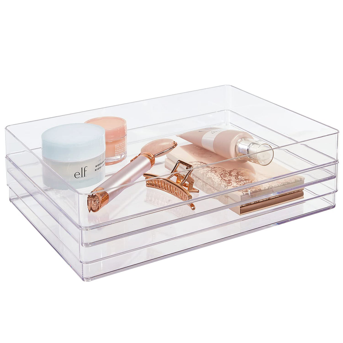 STORi SimpleSort 2-Piece Stackable Clear Drawer Organizer Set | 12" x 9" x 2" Rectangle Trays |