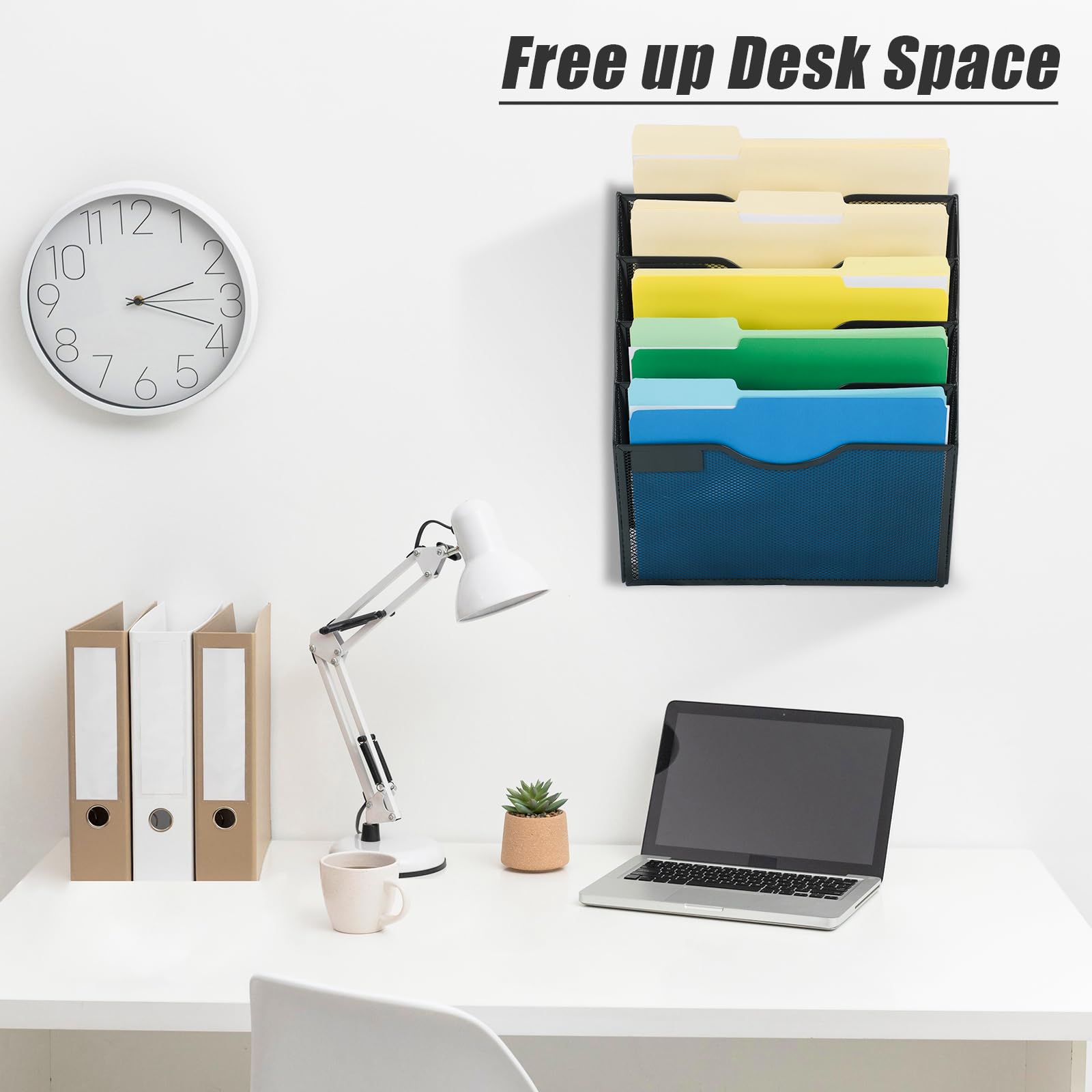 EASEPRES 5 Pocket Mesh Hanging Wall File Organizer, Wall Mounted Mail Paper Document Folder Holder