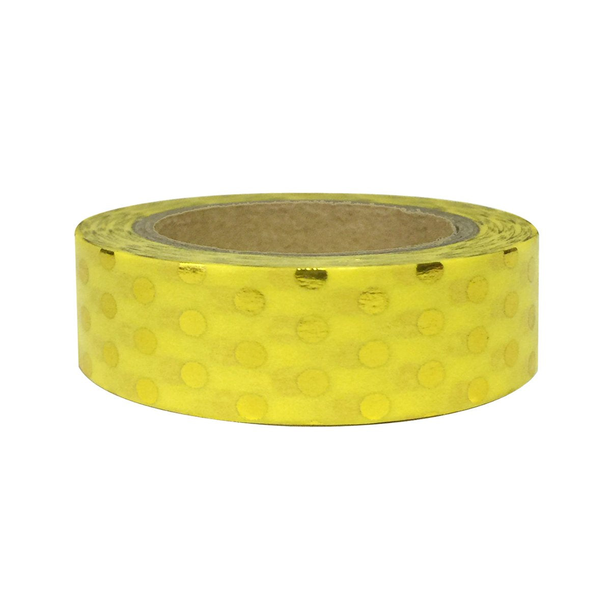 Wrapables Colorful Washi Masking Tape, Metallic Gold Dots on Yellow