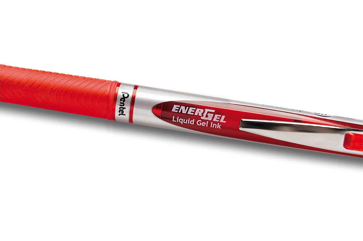 Pentel BL77-BO Energel XM Retractable Gel Pen with 0.7 mm Tip, 0.35 mm Line Width - Red, Pack of 12