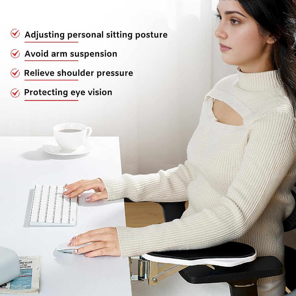 Hovadova Computer Arm Rest for Desk, 180° Swivel and 90° Foldable, White