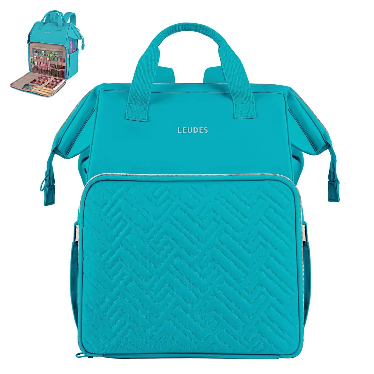 Leudes Crochet Bag Backpack for Yarn Storage Tote Travel Large Knitting Bag