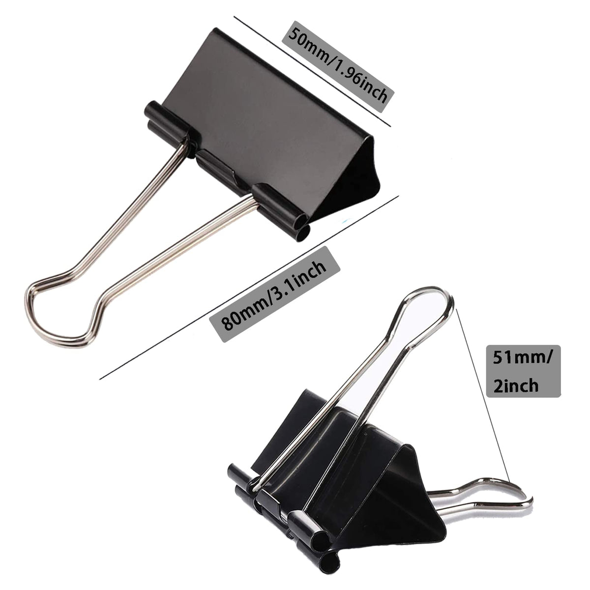 Large Binder Clips 2 Inch (60 Pack), Black