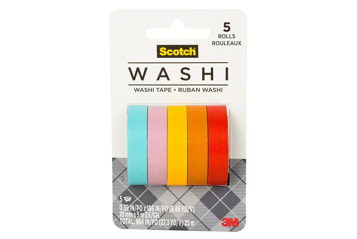 Scotch Washi Tape, Summer Design, 5 Rolls, Great for Bullet Journaling, Scrapbooking and DIY Décor