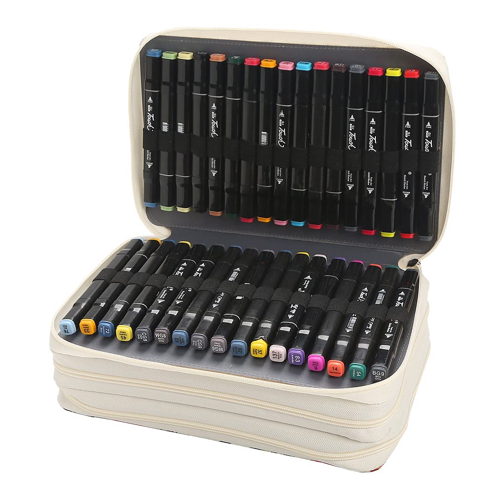 Lbxgap Marker Pen Organizer Case Lipstick Organizer 102 Slots Large Capacity with Handy Wrap