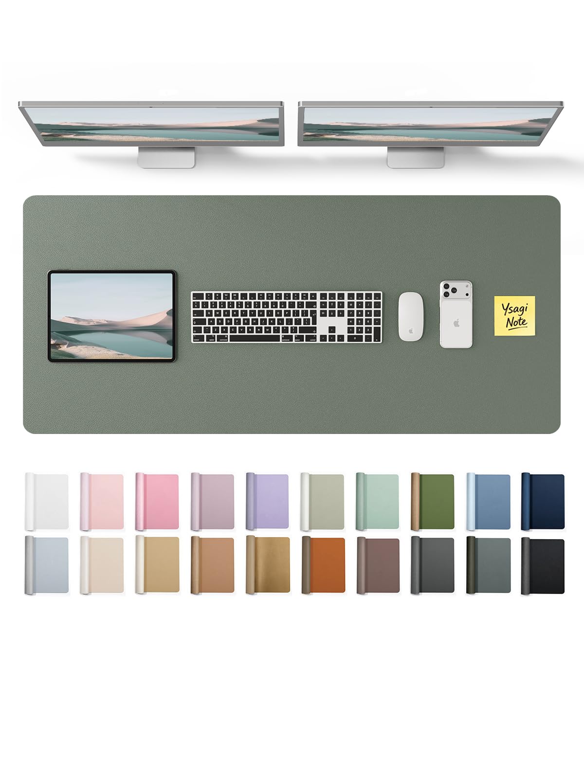 YSAGi Leather Desk Protector, Office Mat, Large Mouse Mat, Non-Slip PU Leather Blotter, Laptop Desk