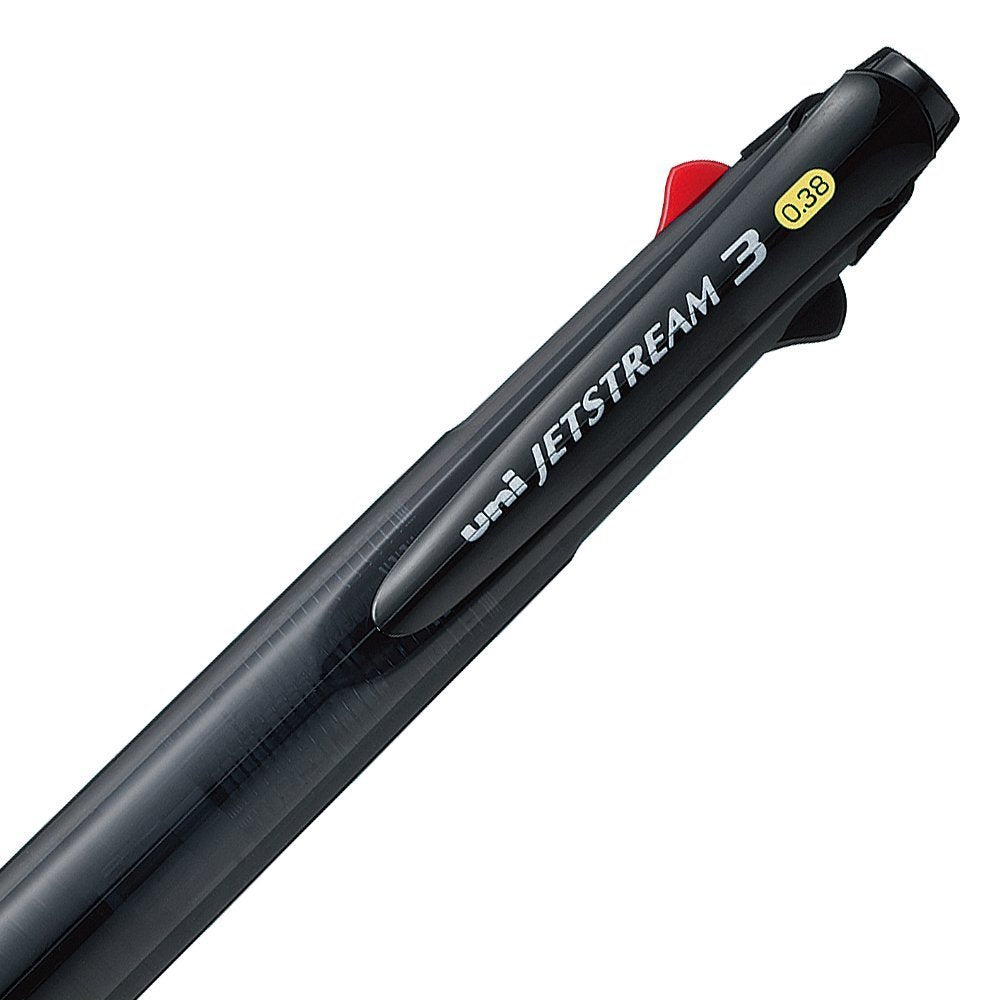 Mitsubishi Pencil Jetstream SXE340038PT24 Tri-Color Ballpoint Pen, 0.38, Transparent Black, Pack