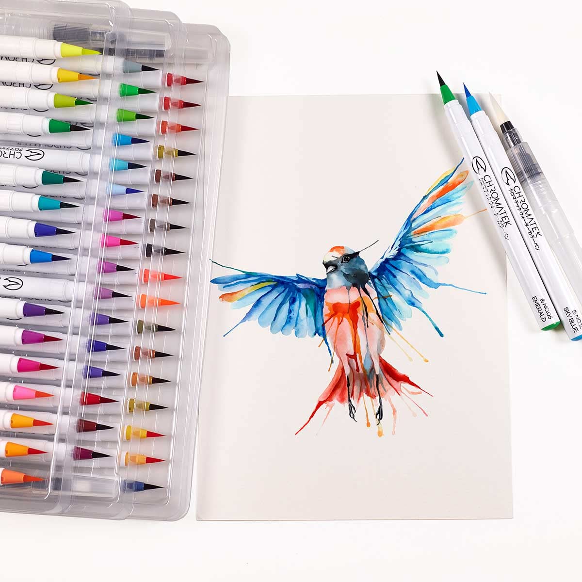 CHROMATEK 54 Watercolor Pens Set | Including 15 Page Pad & Online Video Tutorial Series | 4