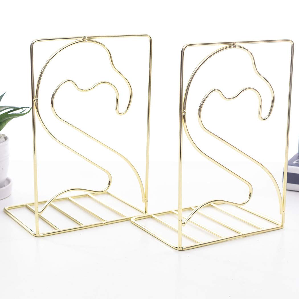 SIPLIV Creative Minimalist Style Bookends Metal Adjustable Books Holder Stand Book Rack Desk