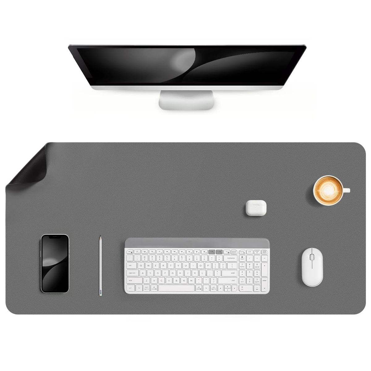 Jumdast Dual Sided Desk Pad Faux Leather Desk Mat Large Mouse Pad