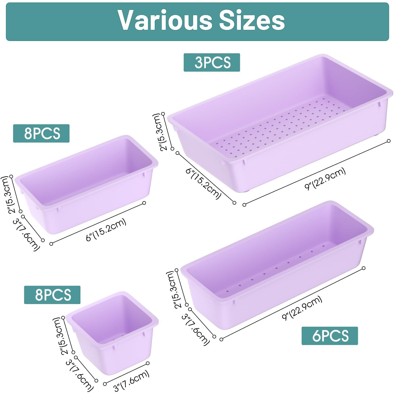25 PCS Plastic Drawer Organizer Set, Makeup Organizers and Storage Bins