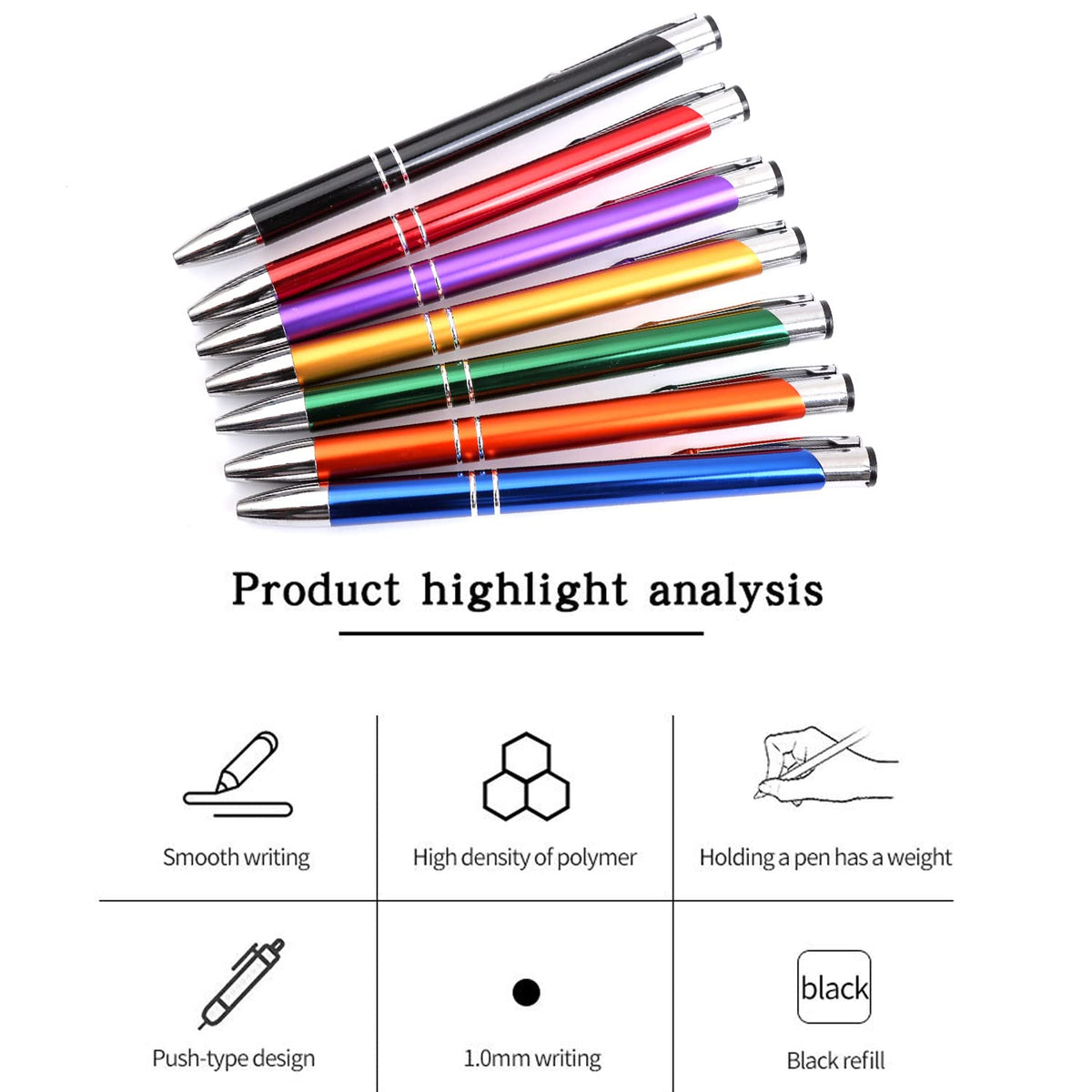 AOK 50PACK Personalized Pens Custom Black writing - Metal Name pens - Laser Engraved with Your Text