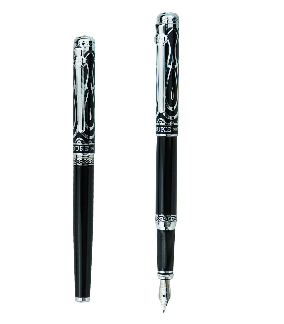 erofa Duke Ruby Black Fountain Pen Fude Nib with Original Gift Box, Iridium Bent Nib Writing Pen