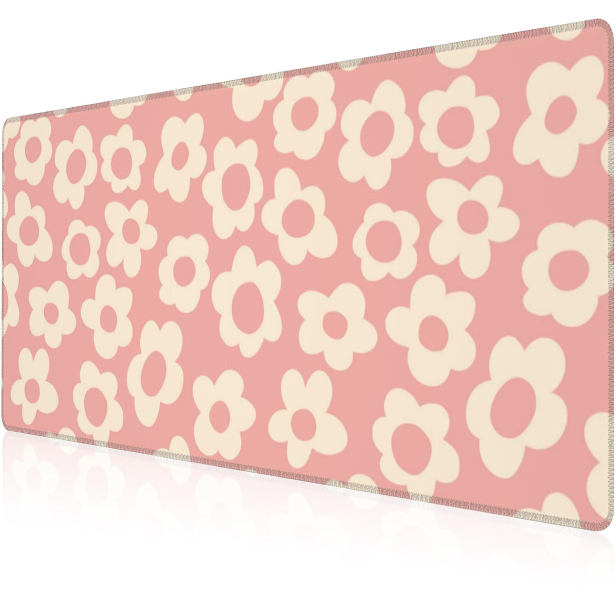 Mouse Pad, Large Pink Groovy Flowers Desk Mat, Extended Non-Slip Gaming Keyboard Mousepad Desk Pad