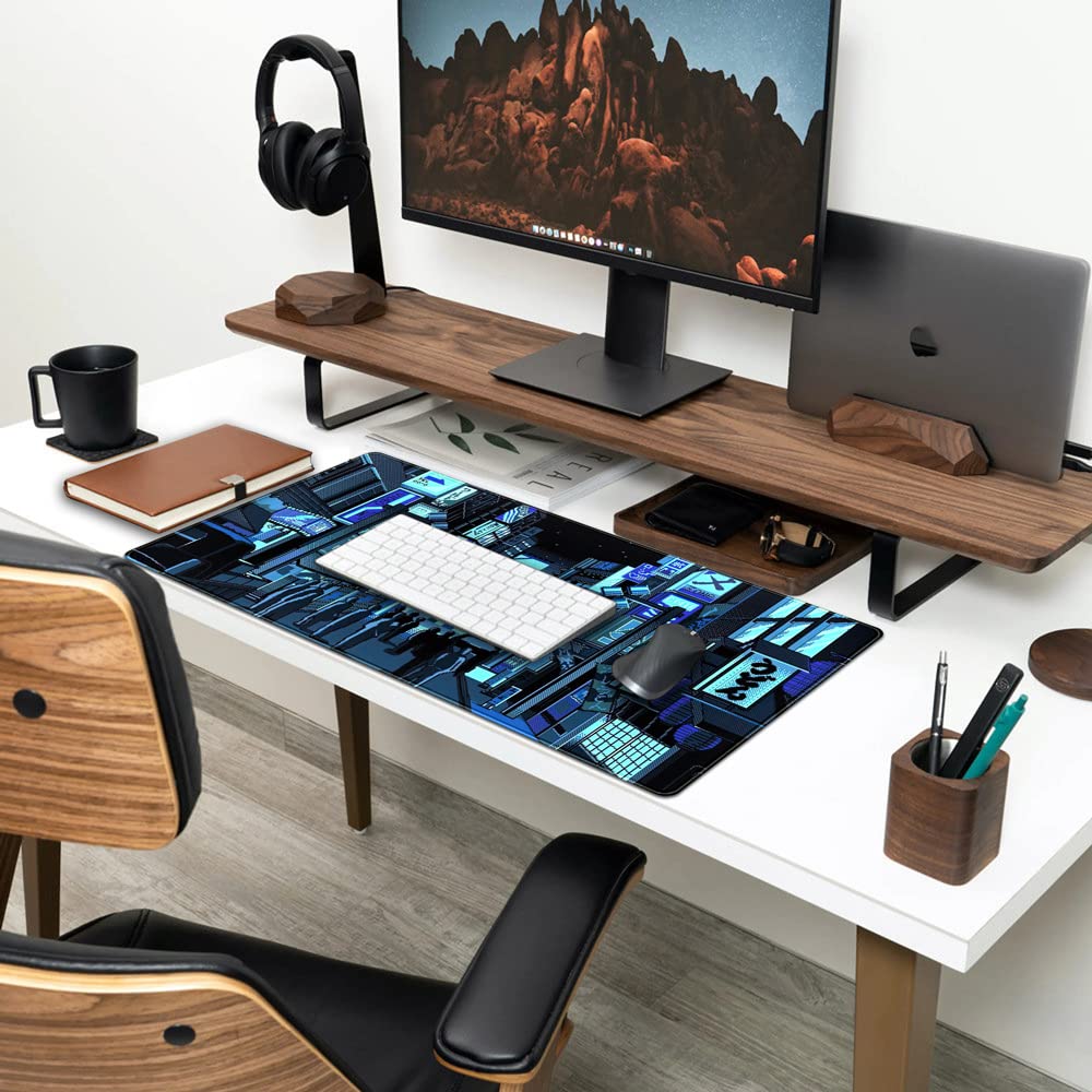 Japanese Gaming Arcade Blue Large Gaming Mouse Pad Keyboard Desk Pad Extended Mouse Pad Gaming