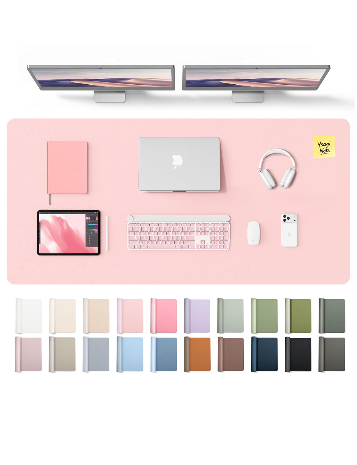 YSAGi Leather Desk Pad Protector, Office Desk Mat, Large Mouse Pad, Non-Slip PU Leather Desk