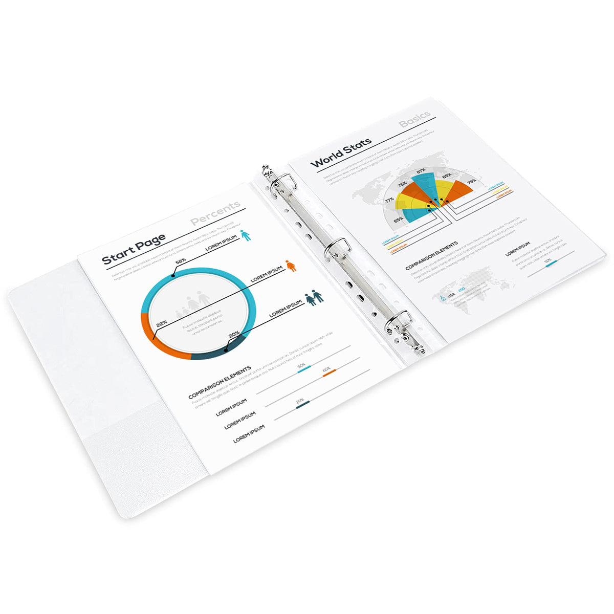 Amazon Basics 3 Ring Binder, 1 Inch D-Ring, Clear Overlay, Pockets for Storage and Organization
