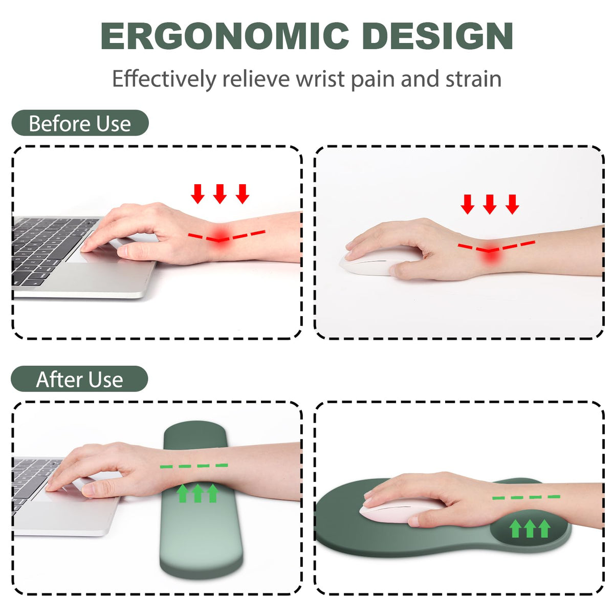 Ergonomic Mouse Pad with Wrist Rest and Keyboard Wrist Rest, Gel Mousepad