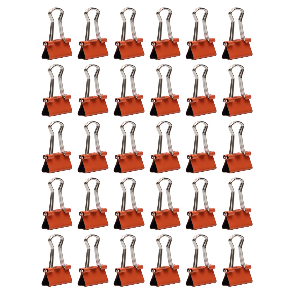 JAM PAPER Colorful Binder Clips - Extra Small - 3/5 Inch (15 mm) - Orange Binderclips - 30/Pack