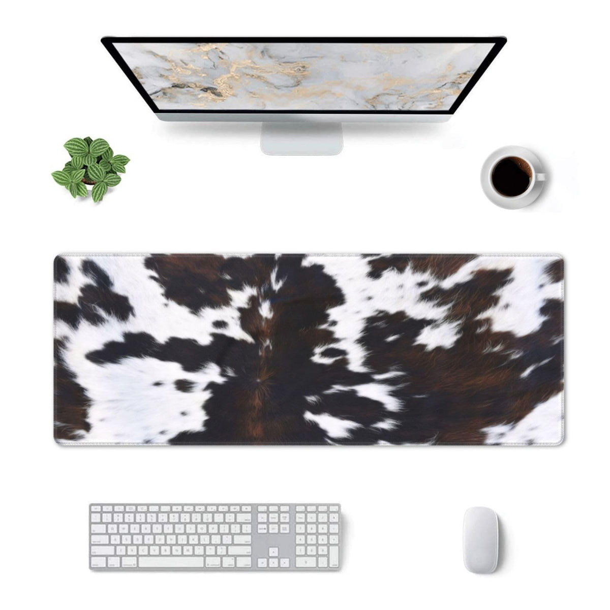 PPZCXWP Cowhide Print Mouse Pad 31.5x11.8 Large Faux Fur Desk Mat