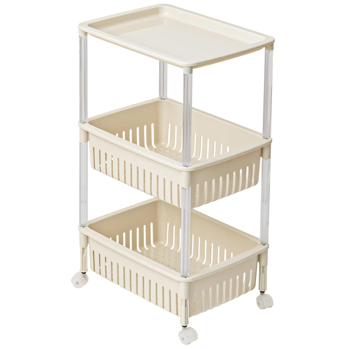 Rolling clothes rack storage wagon ru-tyewagonte-buru Beige