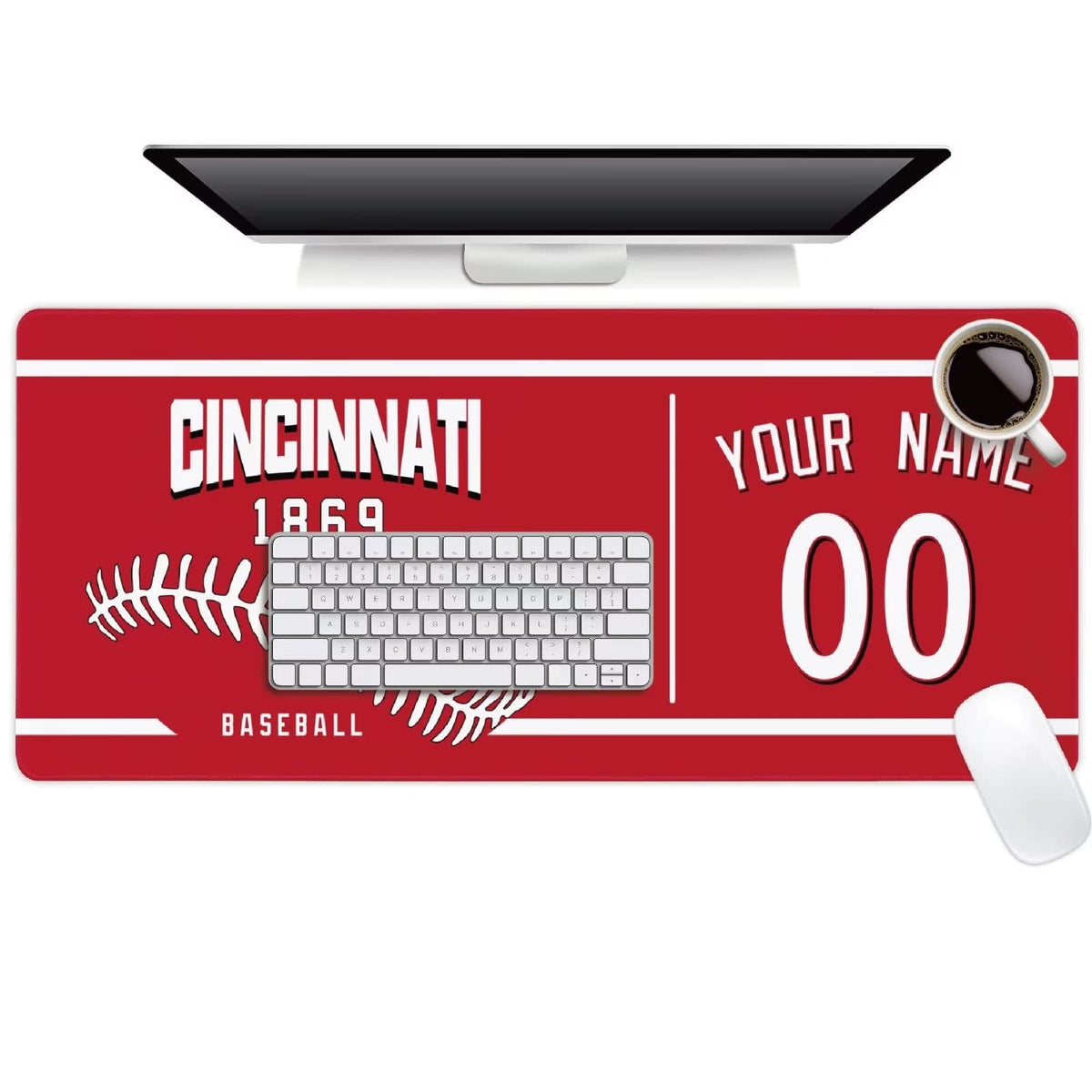 Cincinnati Mouse Pad Custom Any Name and Number Personalized Desk Pad for Men Women Youth Gifts